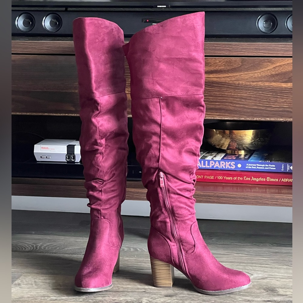Over the knee wide calf boots